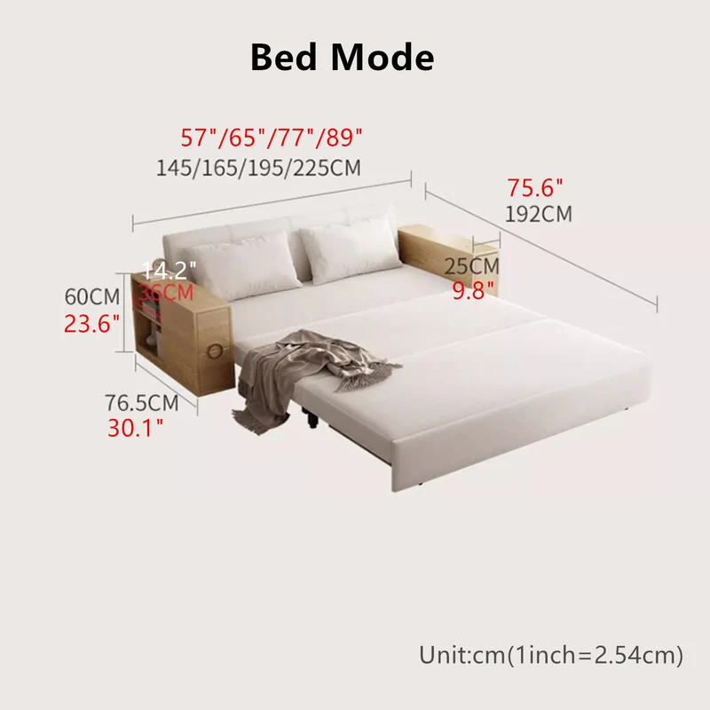 3-in-1-Schlafsofa mit versteckter Schreibtisch-Armlehne und Stauraum darunter