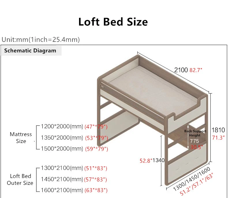Hochbett aus massivem Eschenholz mit hohem Stauraumbett, Kleiderschrank, Schubladentreppe und Schreibtischkombination