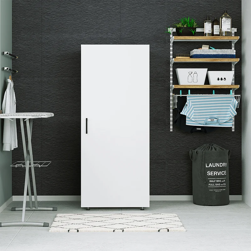 Roomart Hochschrank, 60 cm, 145 cm hoch, Mehrzweckschrank mit Tür, in 2 Farben