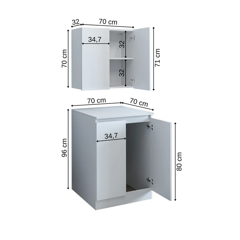 Roomart Waschmaschinenschrank ATLANTIC-V, 70 cm, mit Oberschrank, in Weiß