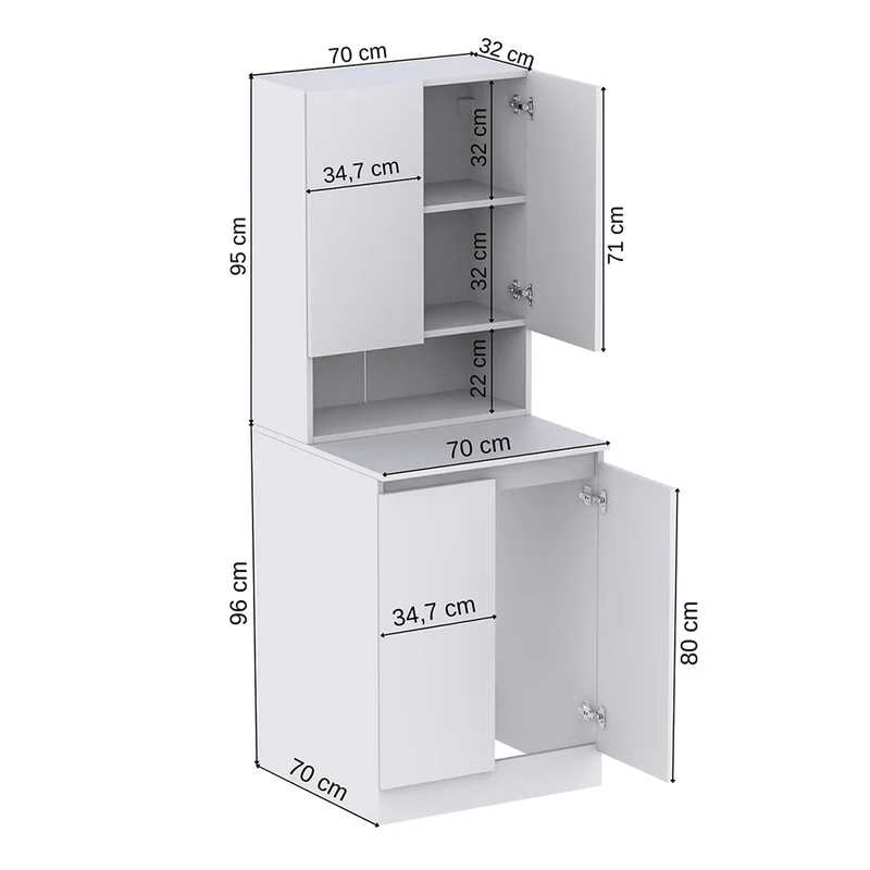 Roomart Waschmaschinenschrank ATLANTIC-V, 70 cm, mit Oberschrank, in Weiß
