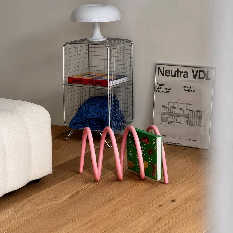 Modern Nordic Metal Book Rack Spring Tabletop Storage Shelf