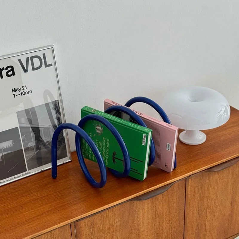 Modern Nordic Metal Book Rack Spring Tabletop Storage Shelf
