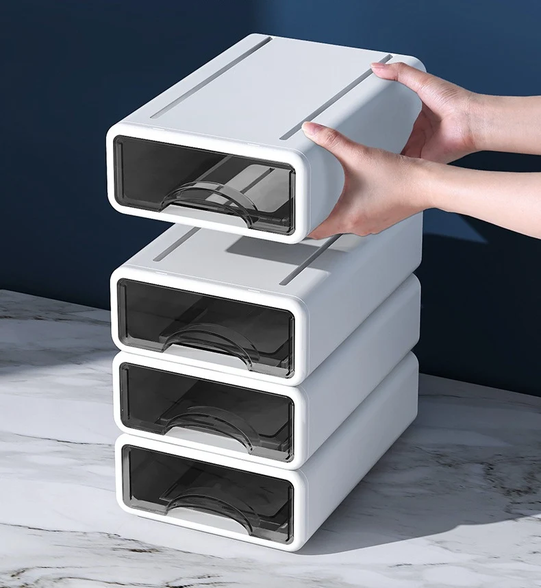 Transparent Stackable Desk Drawer Organizer Storage Box