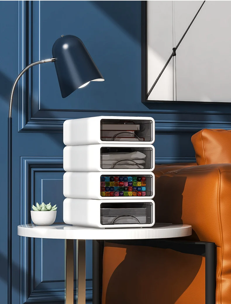 Transparent Stackable Desk Drawer Organizer Storage Box