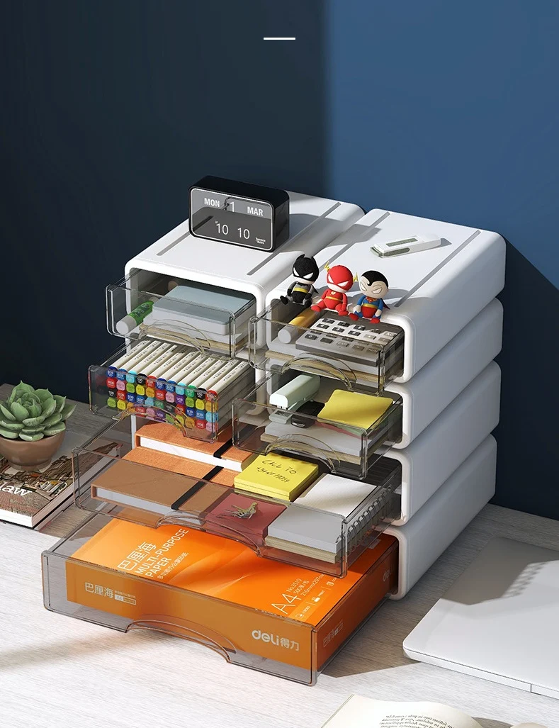 Transparent Stackable Desk Drawer Organizer Storage Box