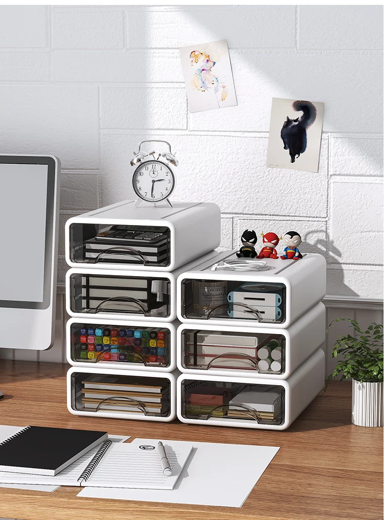 Transparent Stackable Desk Drawer Organizer Storage Box