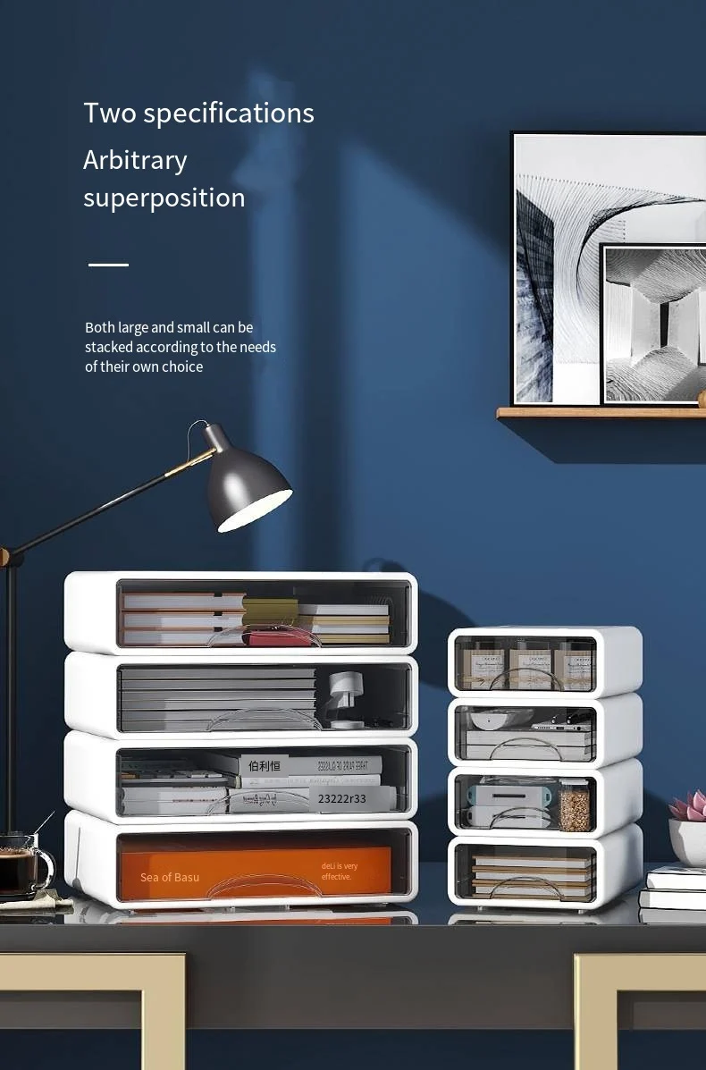 Transparent Stackable Desk Drawer Organizer Storage Box