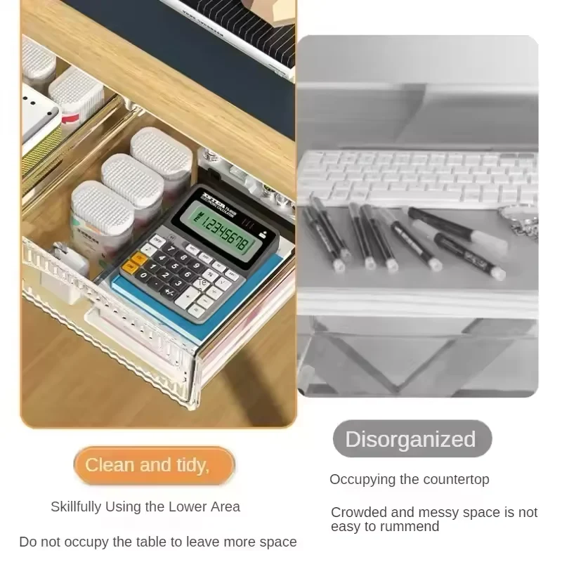Invisible Under Desk Drawer Pull-Out Storage Box Organizer