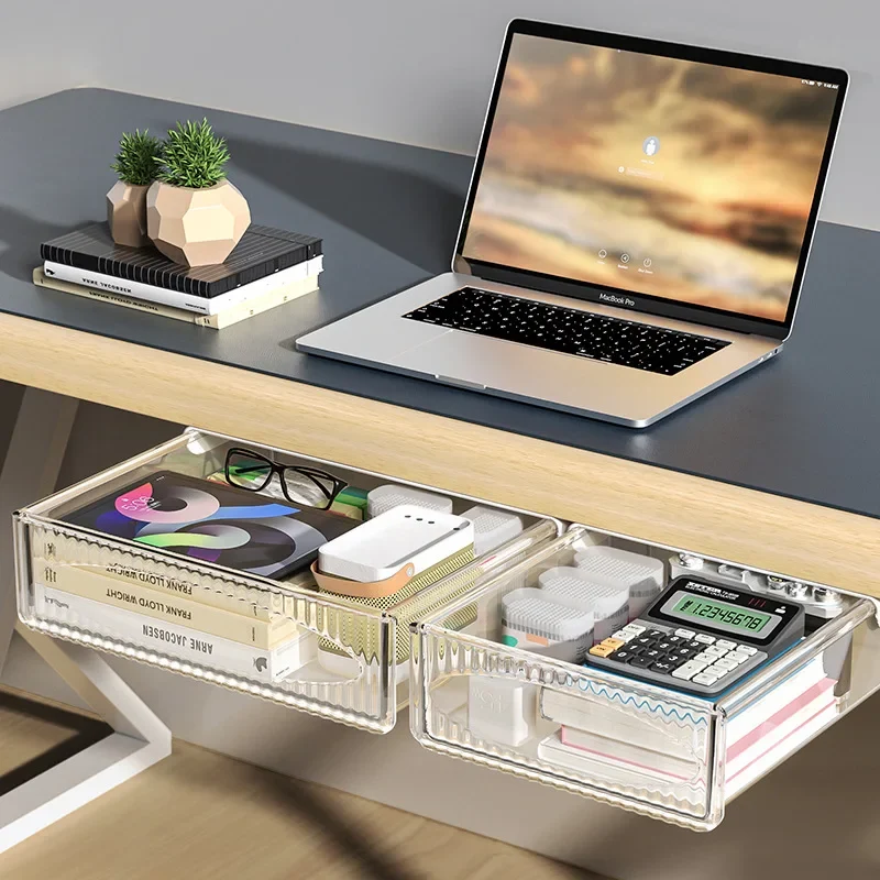Invisible Under Desk Drawer Pull-Out Storage Box Organizer