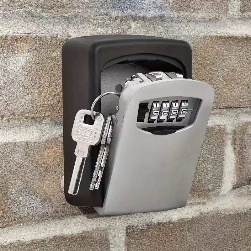 4-Digit Key Lock Box, Waterproof Metal + ABS Wall Safe Storage Box