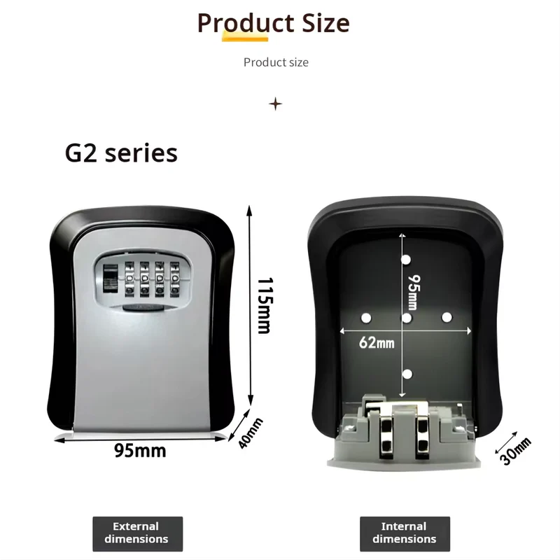 4-Digit Key Lock Box, Waterproof Metal + ABS Wall Safe Storage Box