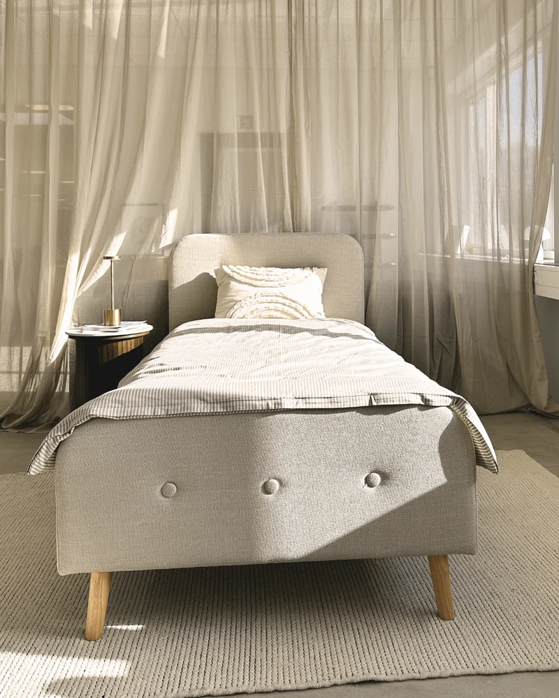 Premium Christian Bett in beige 90x200 cm inkl. Lattenrost und Matratzen