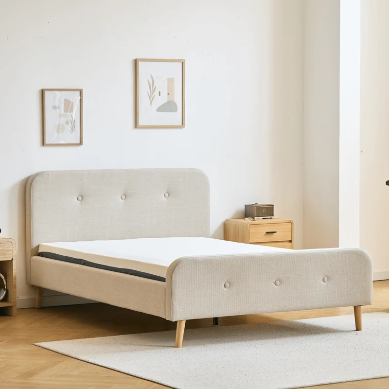 Premium Christian Bett in beige 140x200 cm inkl. Lattenrost und Matratzen