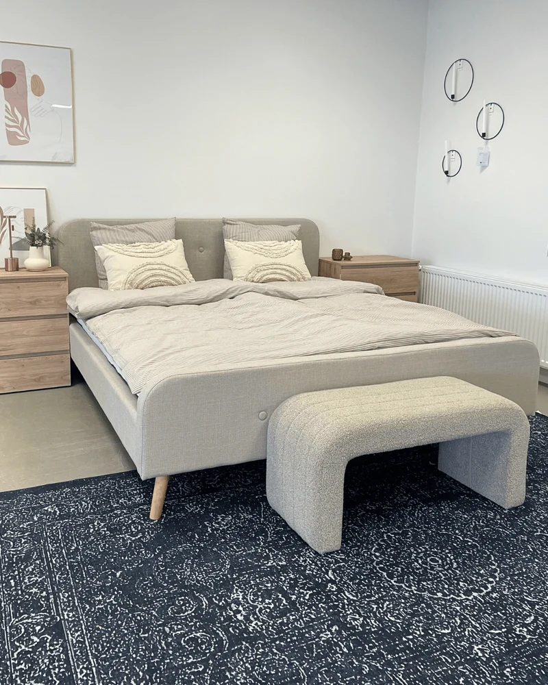 Premium Christian Bett in beige 140x200 cm inkl. Lattenrost und Matratzen