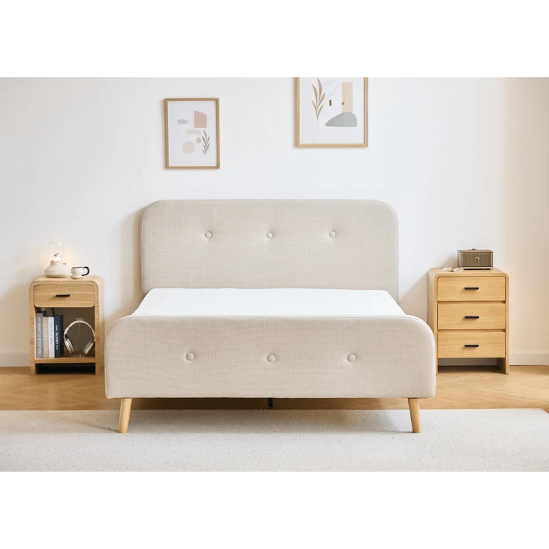 Premium Christian Bett in beige 140x200 cm inkl. Lattenrost und Matratzen