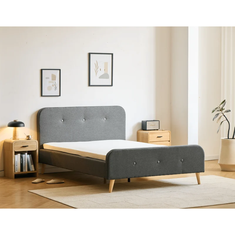 Premium Christian Bett in grau 90x200 cm inkl. Lattenrost und Matratzen