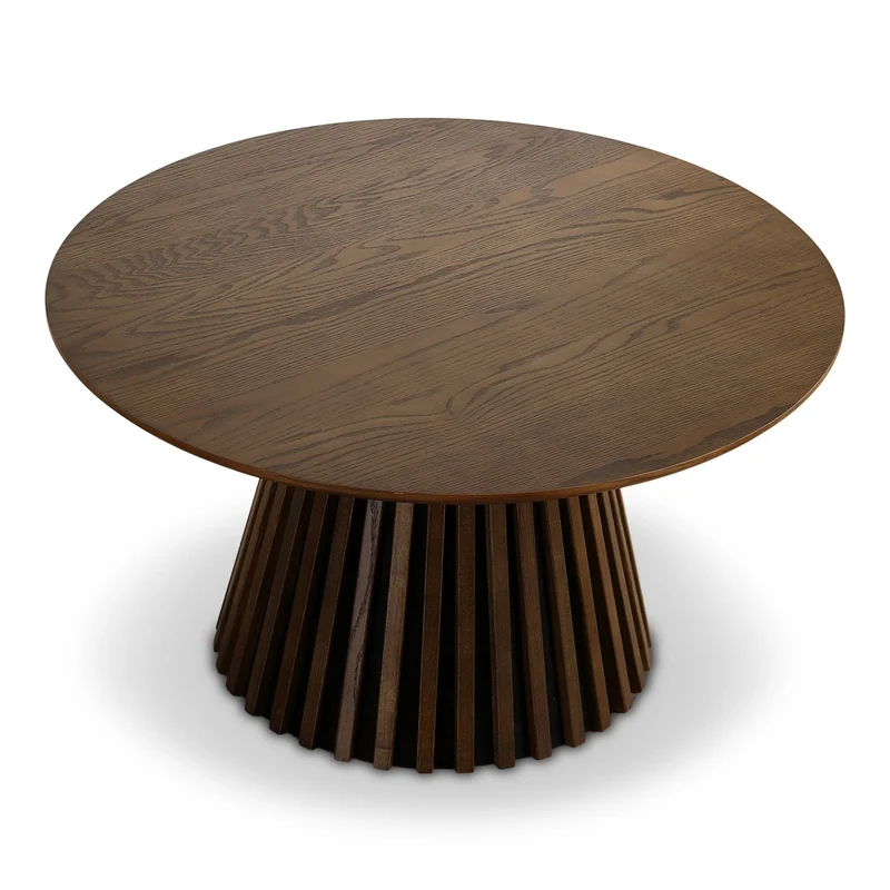 Lewis Lamellen-Couchtisch Ø90 cm aus geräucherter Eichenfurnier