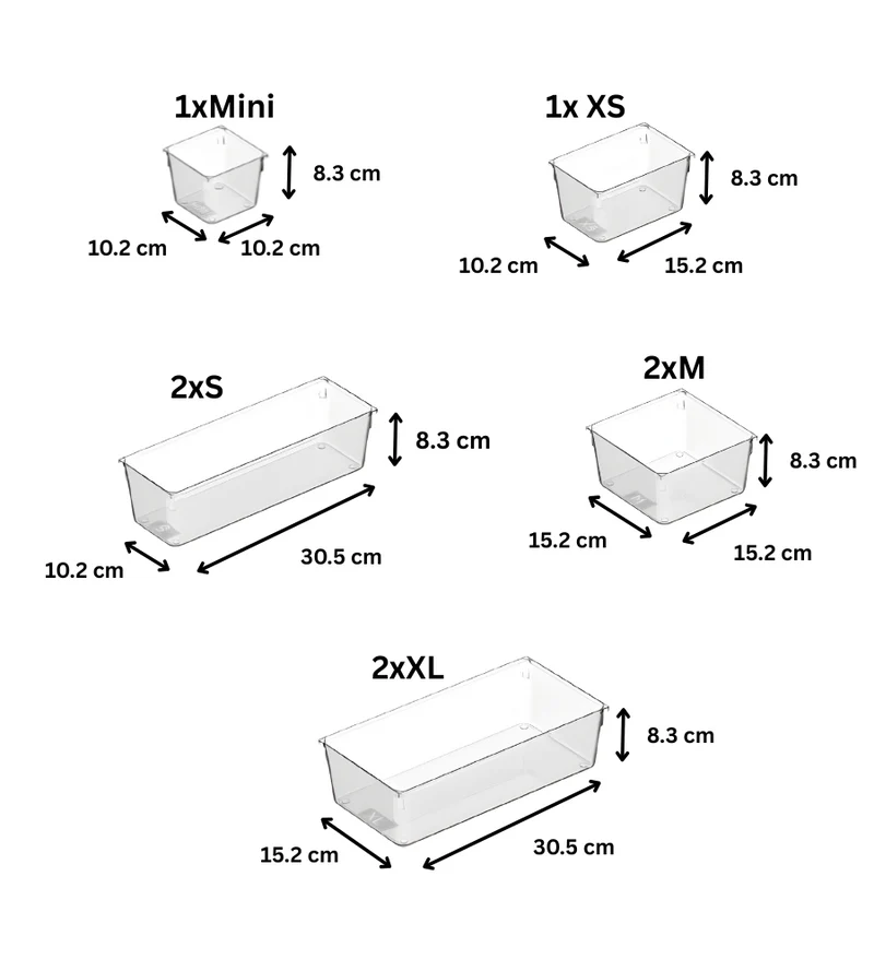 Schubladen Organizer - Set KLAR - HOCH (8-Teilig)