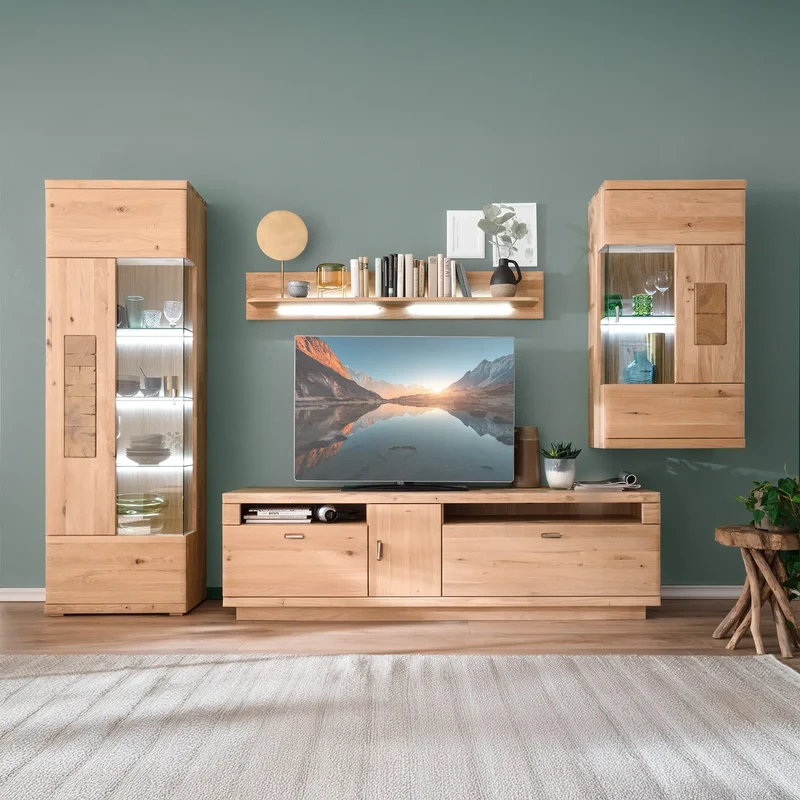 Wohnwand Eiche massiv Kombination 02 – Azara