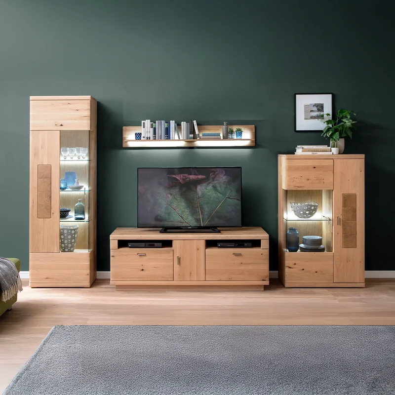 Wohnwand Eiche massiv Kombination 01 – Azara
