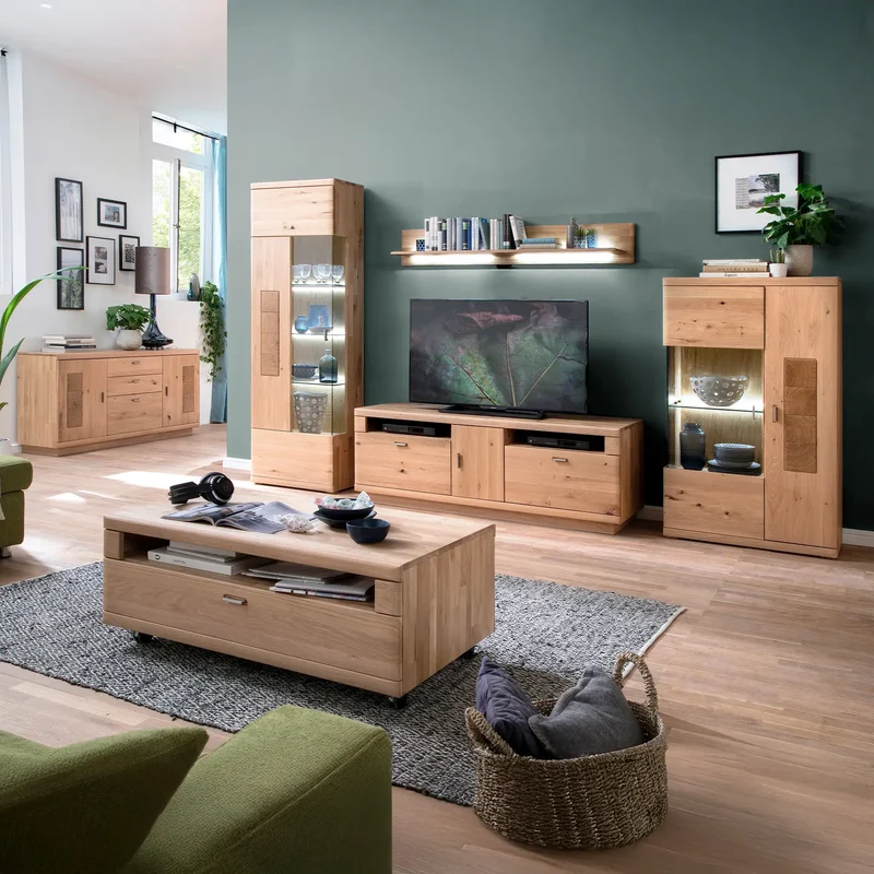 Wohnwand Eiche massiv Kombination 01 – Azara