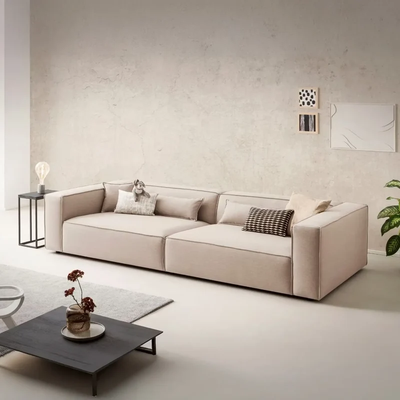 Big Sofa Webstoff hellbeige – Piara