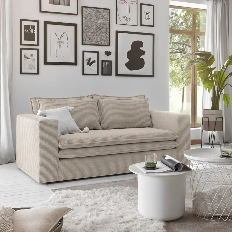 2‑Sitzer Sofa Cordbezug Beige – Piagge