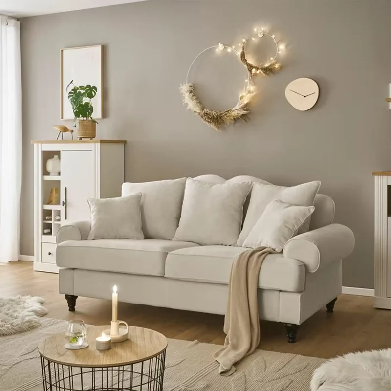 Sofa 3-Sitzer Microfaser hellbeige – Westminster