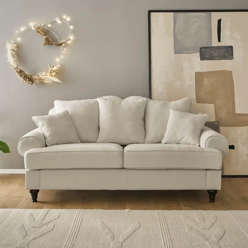 Sofa 3-Sitzer Microfaser hellbeige – Westminster