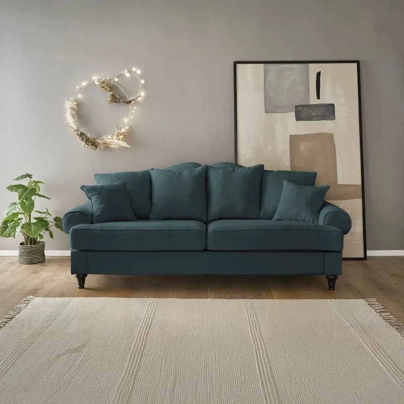 Sofa 3,5-Sitzer Microfaser blaugrün – Westminster