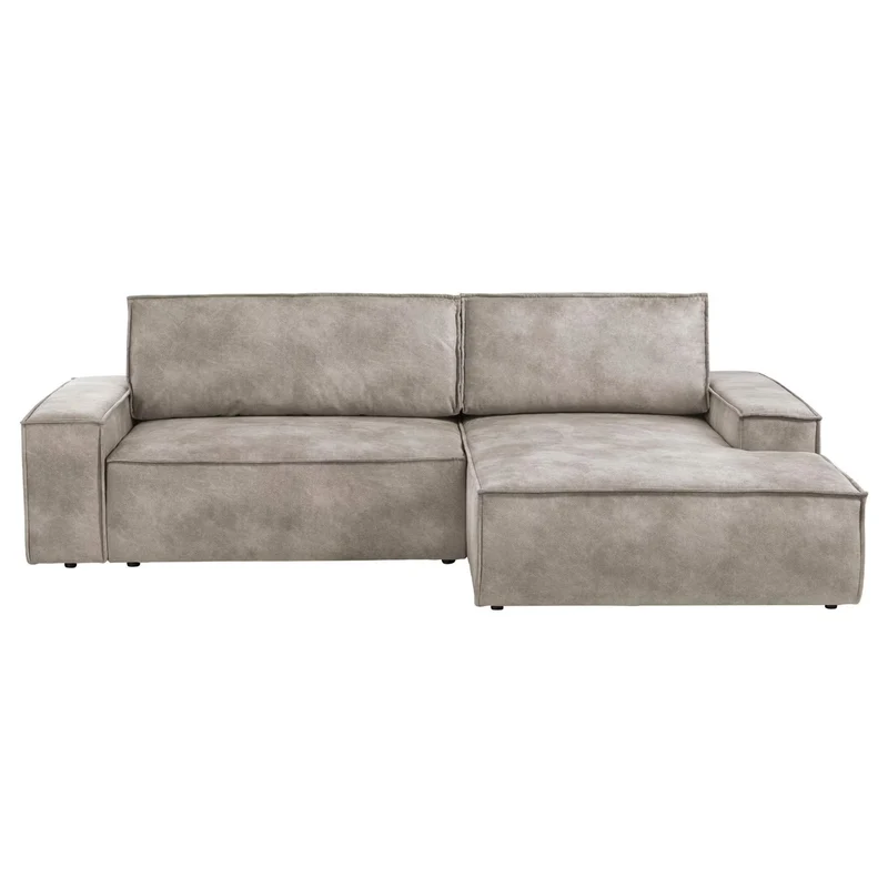 Ecksofa mit Schlaffunktion Vintage Lederoptik hellgrau - Sherwood