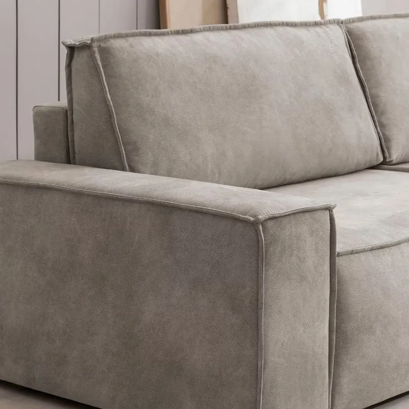 Ecksofa mit Schlaffunktion Vintage Lederoptik hellgrau - Sherwood