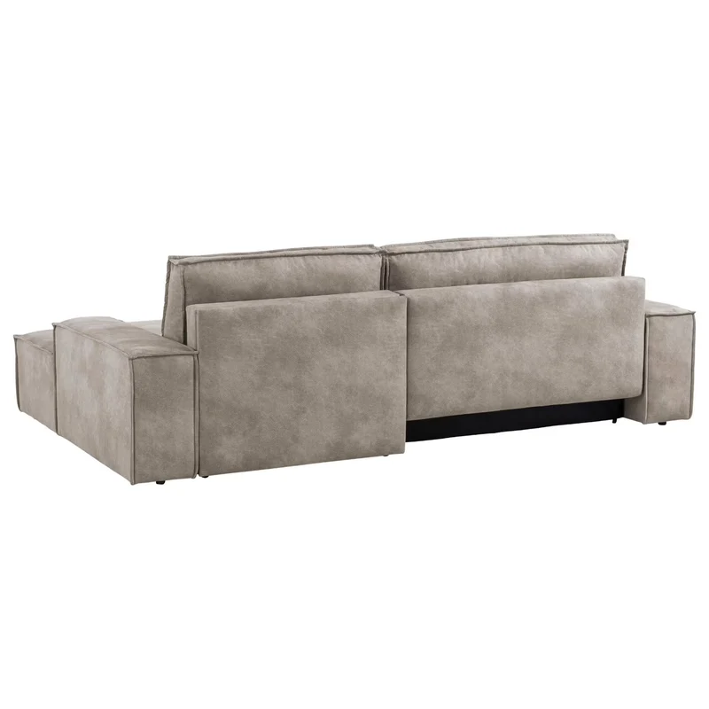 Ecksofa mit Schlaffunktion Vintage Lederoptik hellgrau - Sherwood