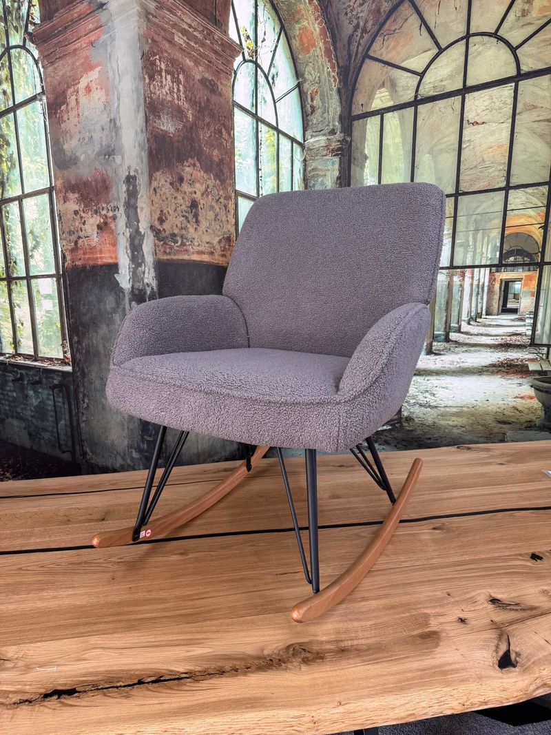 Schaukelstuhl Sessel +Holzkufen +Metallgestell +extra dick gepolstert +verschiedene Farben