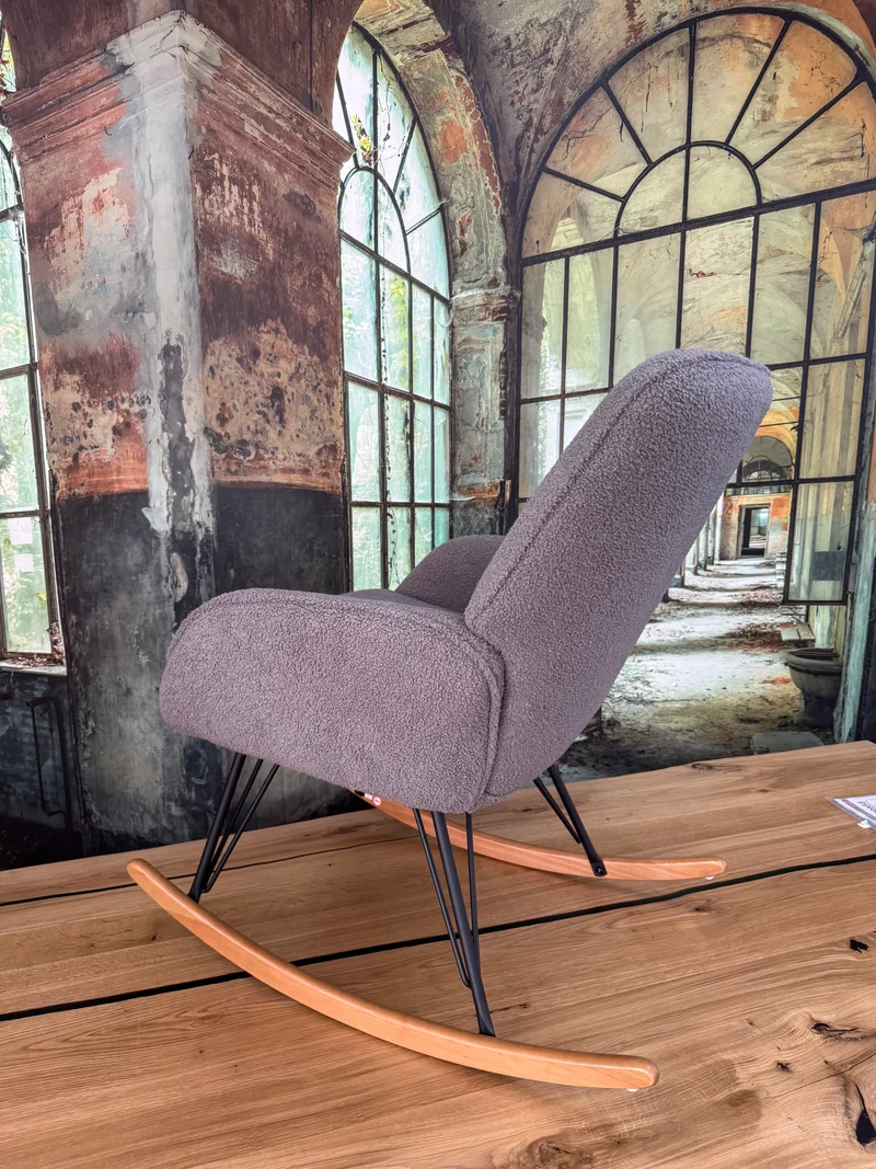 Schaukelstuhl +Holzkufen +Metallgestell +extra dick gepolstert +verschiedene Farben