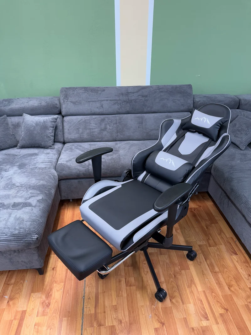 Gaming-Stuhl Bürostuhl +Kissen +Beinablage +Rückenlehnenverstellung +Neu auf Lager
