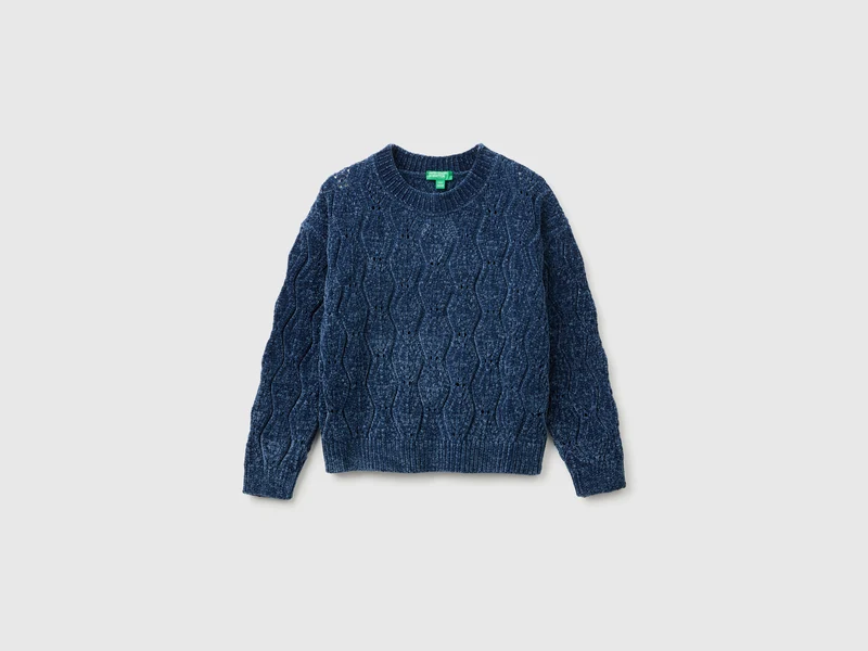 Chenille-Pullover mit Rundhalsausschnitt