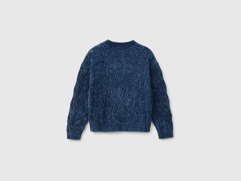 Chenille-Pullover mit Rundhalsausschnitt
