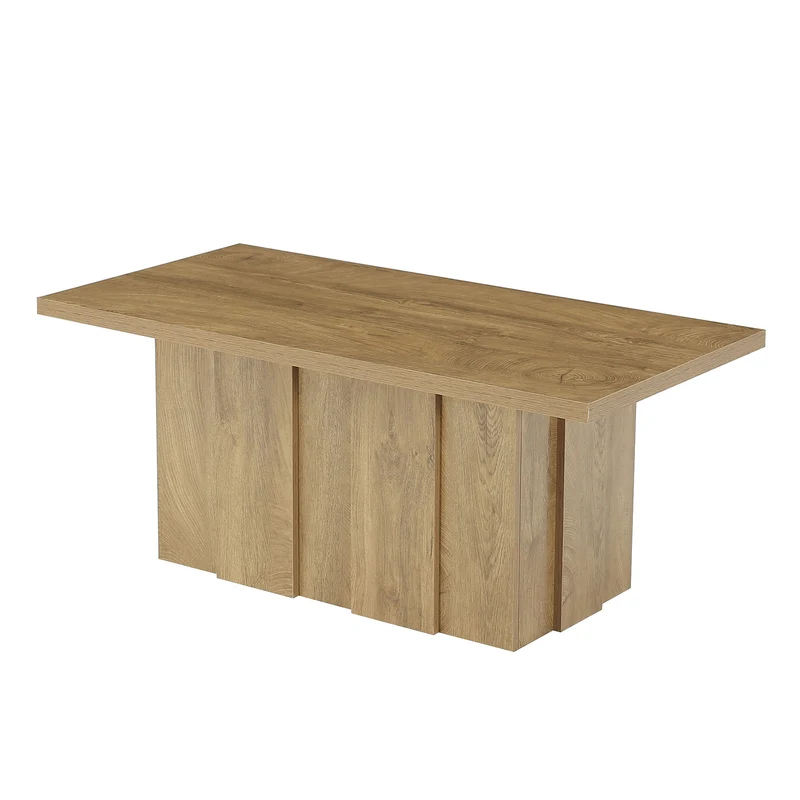 Tribesigns Couchtisch 120 cm, Rechteckiger Wohnzimmertisch im modernen Landhausstil mit Geriffeltem Sockel