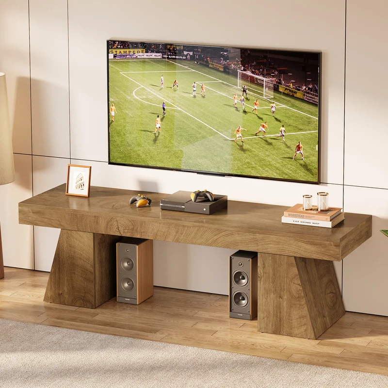 Tribesigns TV Lowboard 160 cm für Fernseher bis 75 Zoll, TV-Schrank mit geometrischem Sockel