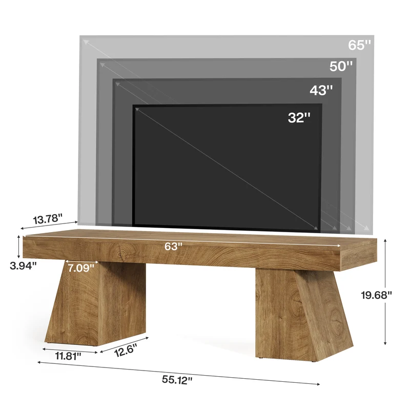 Tribesigns TV Lowboard 160 cm für Fernseher bis 75 Zoll, TV-Schrank mit geometrischem Sockel