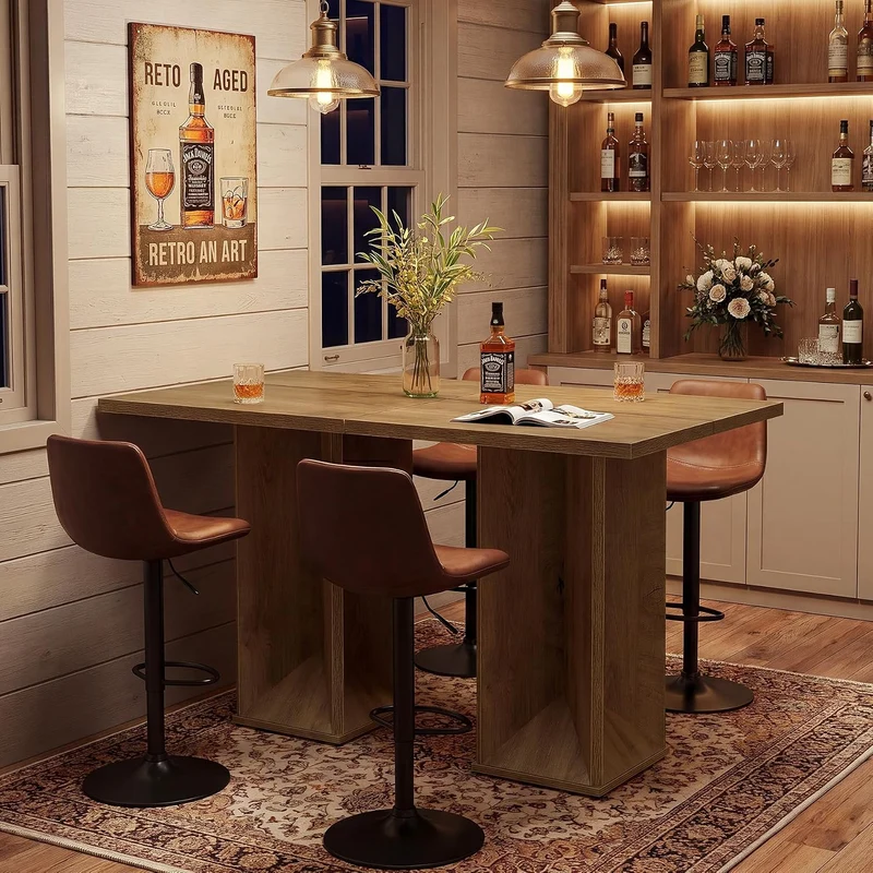 Tribesigns Quadratischer Bartisch 80 cm in Thekenhöhe, moderner Bistrotisch mit Säulenfuß für Küche, Esszimmer & Café