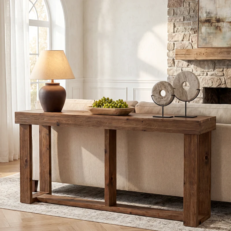 Tribesigns Massivholz Konsolentisch 160 cm, schmaler Flurtisch im Landhausstil für Eingangsbereich & Wohnzimmer
