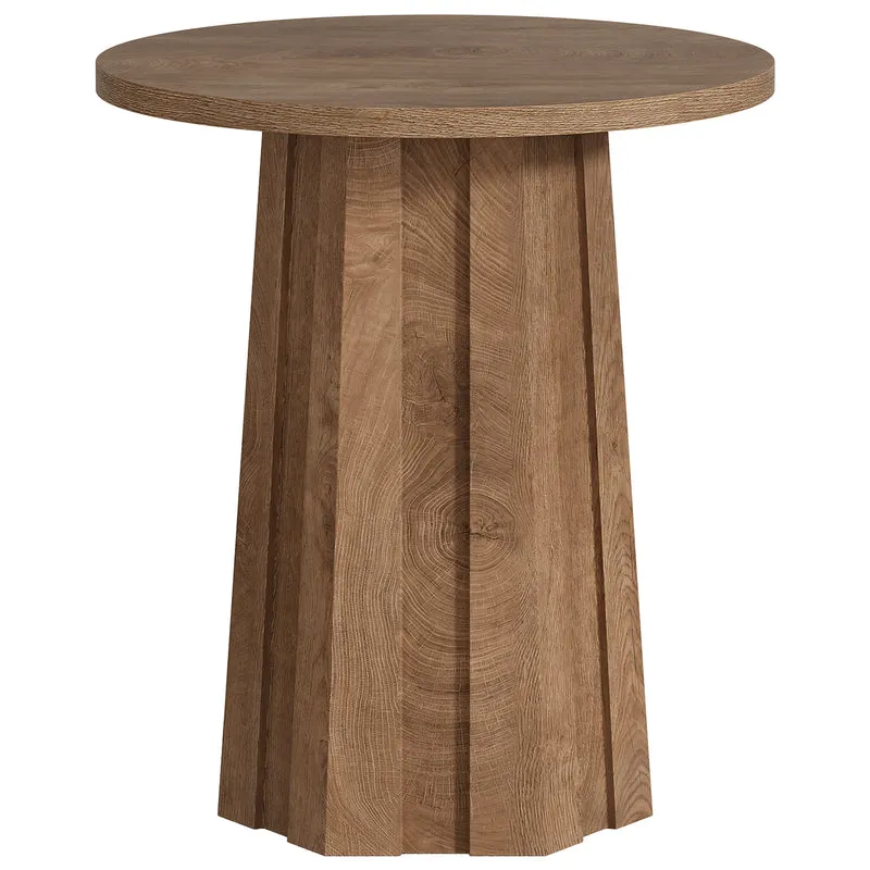 Runder Bartisch 80 cm mit geriffeltem Säulenfuß, moderner Bistrotisch in Thekenhöhe