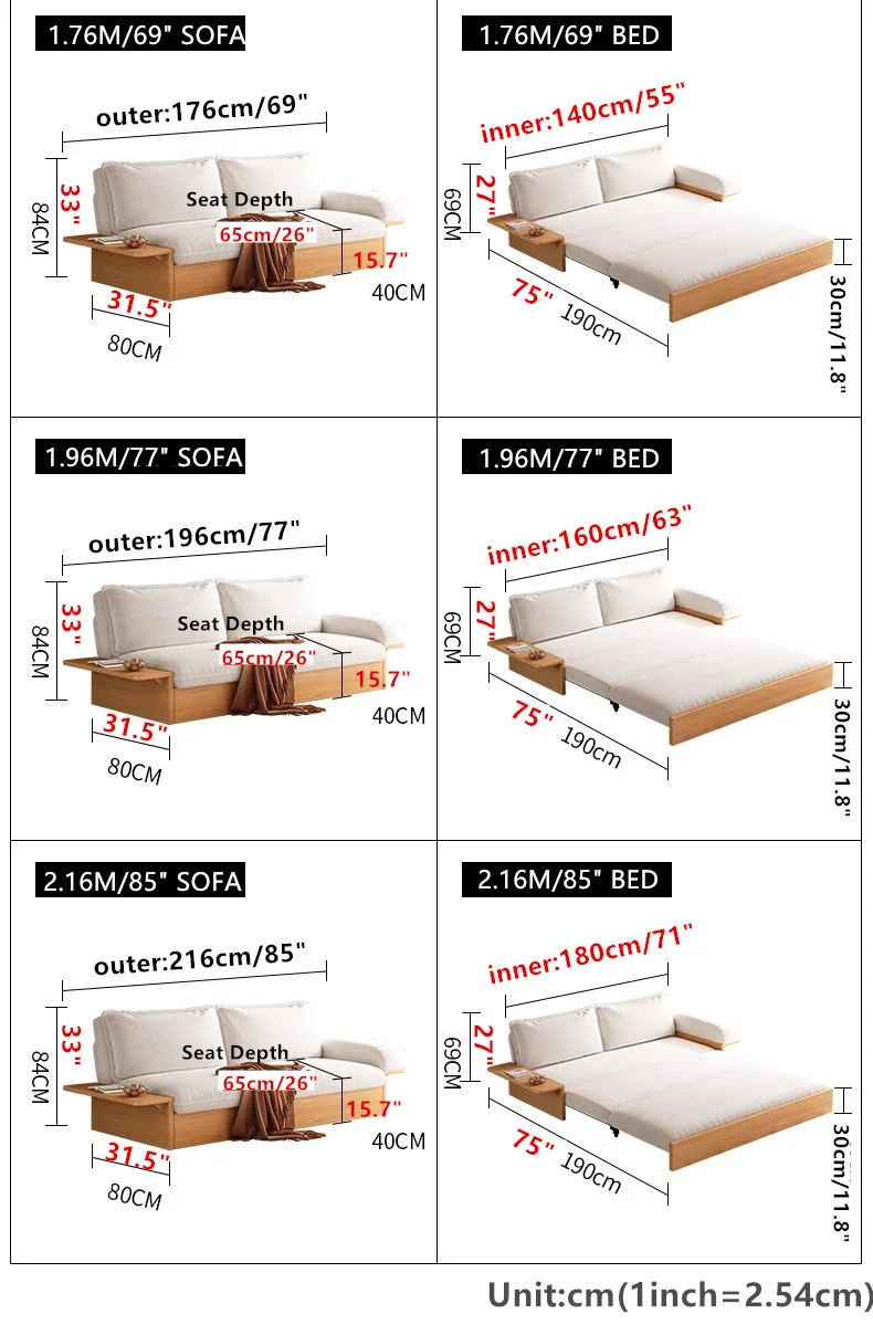 Japandi Schlafsofa aus Teddy-Plüschstoff mit Stauraum