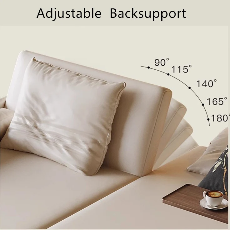 Leathaire Stoff verstellbare Rückenstütze Schlafsofa mit drehbarer Armlehne Desktop