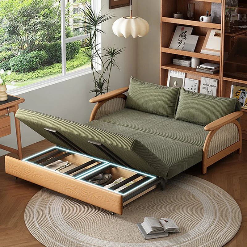 Multifunktionales Schlafsofa aus Cordstoff mit Stauraum darunter