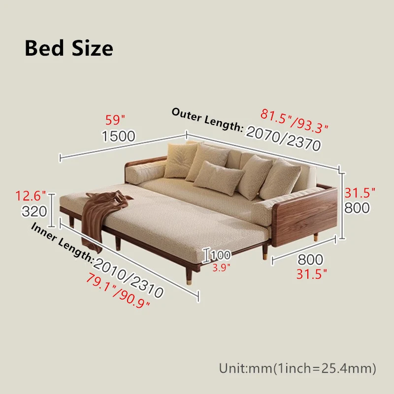 Neues und verbessertes SERENIT-Schlafsofa mit Massivholzrahmen