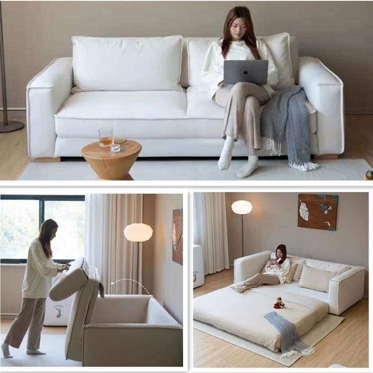 Nordisches Minimalismus-Schlafsofa aus Chenille-Stoff